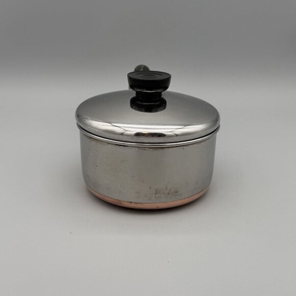 Vintage Revere Ware 1801 1 Qt. Sauce Pan Pot with Copper Bottom & Lid - Picture 4 of 14